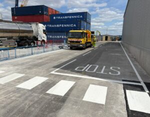 Line Marking and Road Marking at Tilbury Docks Essex