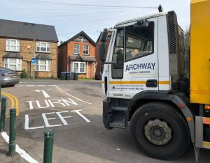 Car park line marking, Runnymede council, Surrey